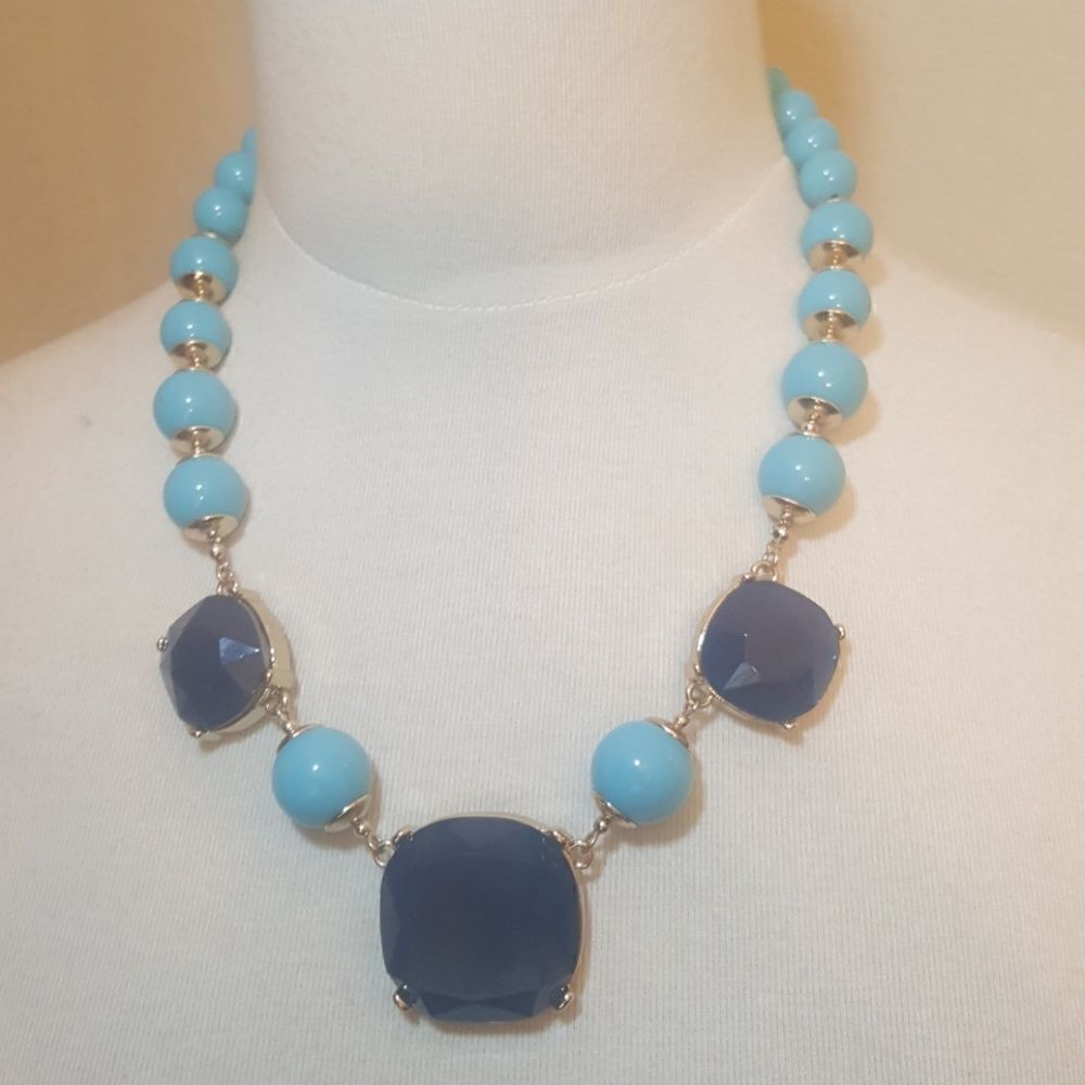 BANANA REPUBLIC Blue and Gold Statement Necklace‎